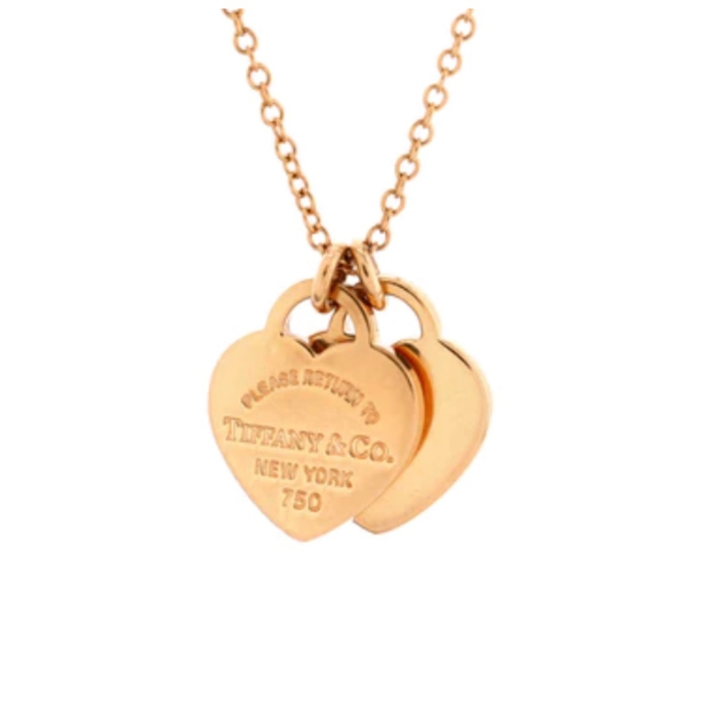 Tiffany & Co. 18k Rose Gold Double Heart Tag Return to Tiffany Necklace
